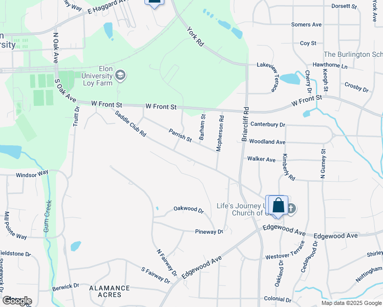 map of restaurants, bars, coffee shops, grocery stores, and more near 2417 Saddle Club Road in Burlington