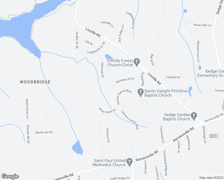 map of restaurants, bars, coffee shops, grocery stores, and more near 4508 Brimmer Place Drive in Kernersville