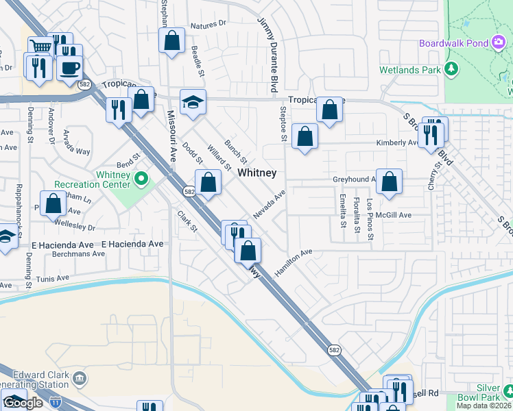 map of restaurants, bars, coffee shops, grocery stores, and more near 5943 Willard Street in Las Vegas