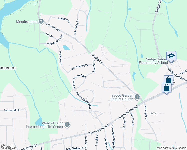 map of restaurants, bars, coffee shops, grocery stores, and more near 500 Martha Court in Kernersville