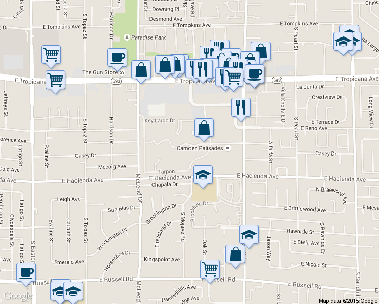 map of restaurants, bars, coffee shops, grocery stores, and more near 5259 Caspian Springs Drive in Las Vegas