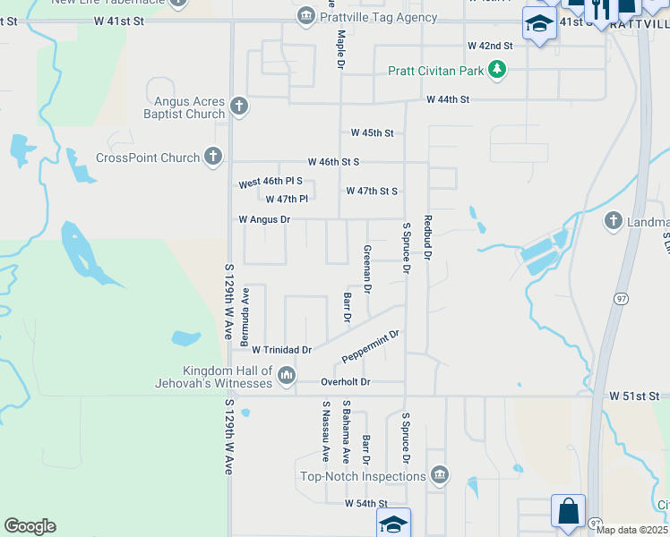 map of restaurants, bars, coffee shops, grocery stores, and more near 606 Jamaica Drive in Sand Springs