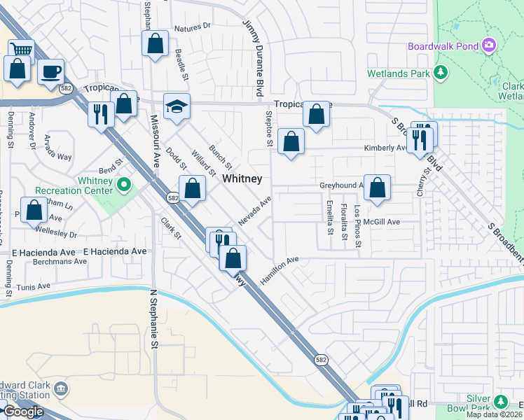map of restaurants, bars, coffee shops, grocery stores, and more near 5241 Suzy Saly Place in Las Vegas