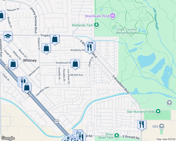 map of restaurants, bars, coffee shops, grocery stores, and more near 6526 Ness Gardens Court in Las Vegas