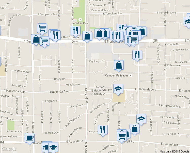 map of restaurants, bars, coffee shops, grocery stores, and more near 3050 Tarpon in Las Vegas