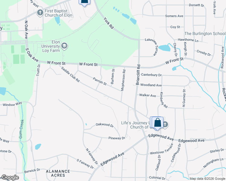 map of restaurants, bars, coffee shops, grocery stores, and more near 2411 Saddle Club Road in Burlington
