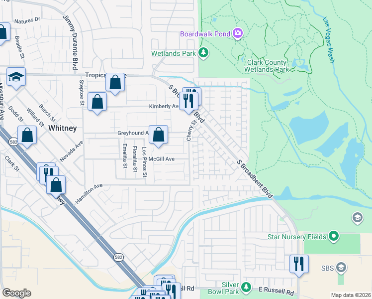 map of restaurants, bars, coffee shops, grocery stores, and more near 6526 Ness Gardens Court in Las Vegas