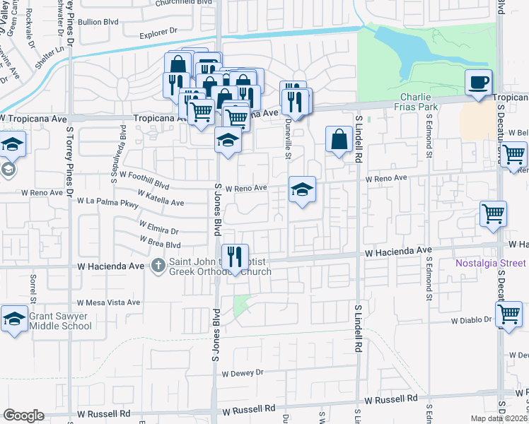 map of restaurants, bars, coffee shops, grocery stores, and more near 5920 Greenery View Lane in Las Vegas
