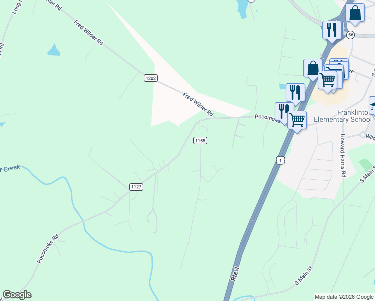 map of restaurants, bars, coffee shops, grocery stores, and more near 311 Pocomoke Road in Franklinton