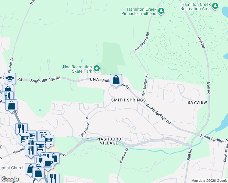 map of restaurants, bars, coffee shops, grocery stores, and more near 621 Long Hunter Court in Nashville