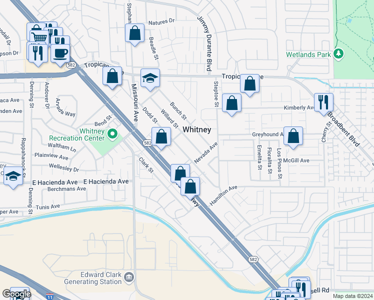map of restaurants, bars, coffee shops, grocery stores, and more near 5930 Dodd Street in Las Vegas