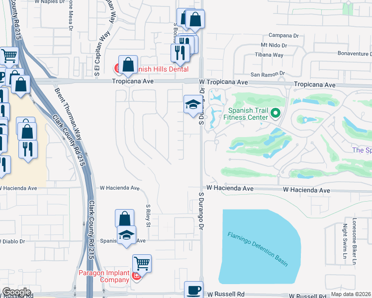 map of restaurants, bars, coffee shops, grocery stores, and more near 8670 Florisse Court in Las Vegas