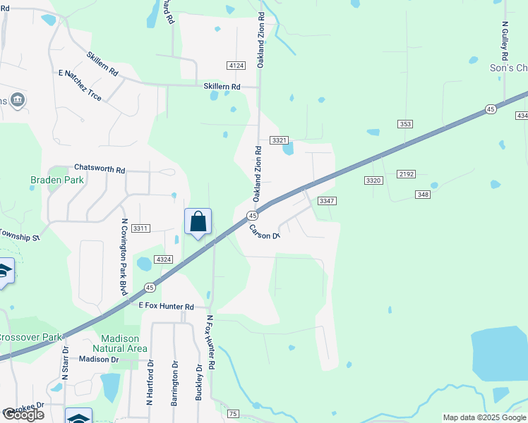 map of restaurants, bars, coffee shops, grocery stores, and more near 4215 East Mission Boulevard in Fayetteville