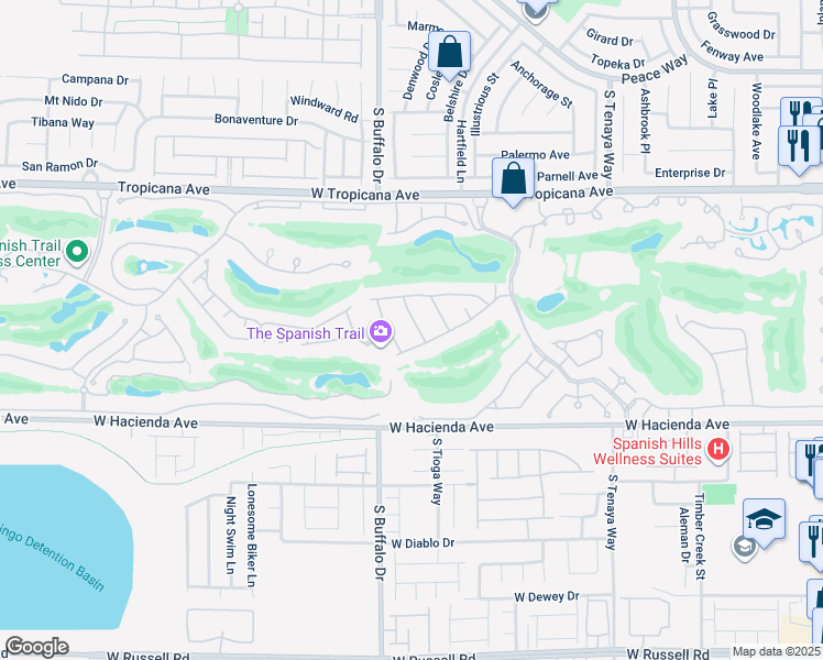 map of restaurants, bars, coffee shops, grocery stores, and more near 5133 Southern Hills Lane in Las Vegas