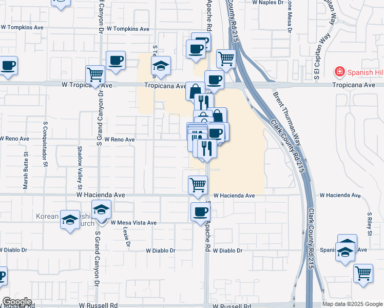 map of restaurants, bars, coffee shops, grocery stores, and more near 5150 Pipestone Pass Street in Las Vegas