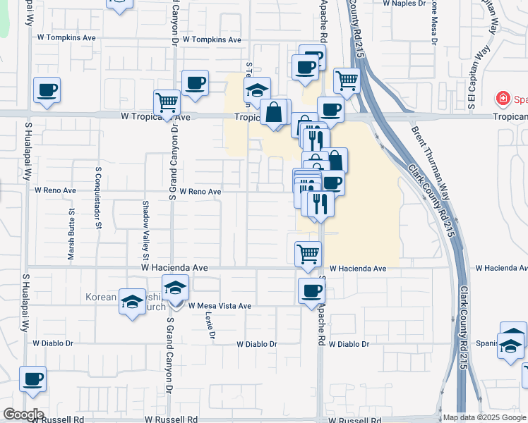 map of restaurants, bars, coffee shops, grocery stores, and more near 9556 Ancala Hollow Court in Las Vegas