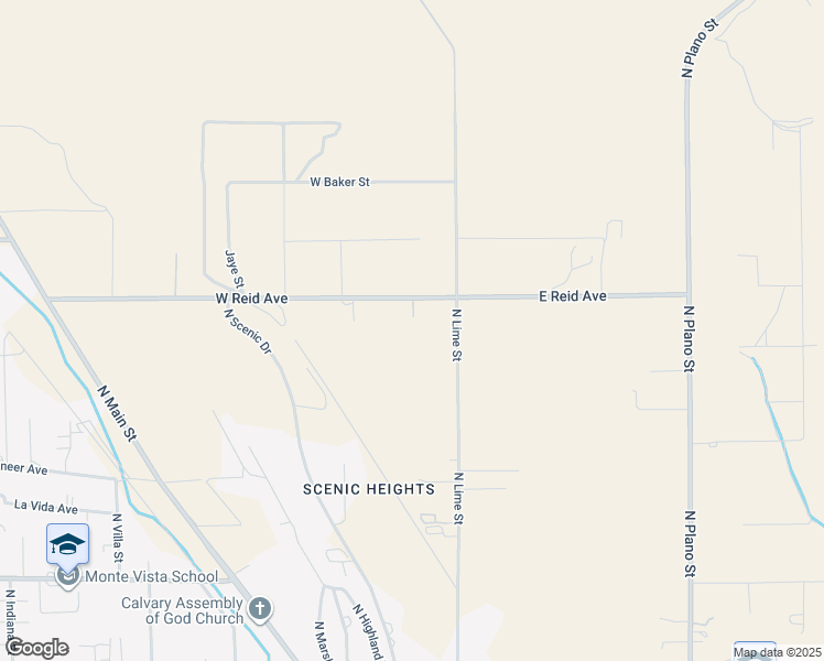 map of restaurants, bars, coffee shops, grocery stores, and more near 141 West Reid Avenue in Porterville