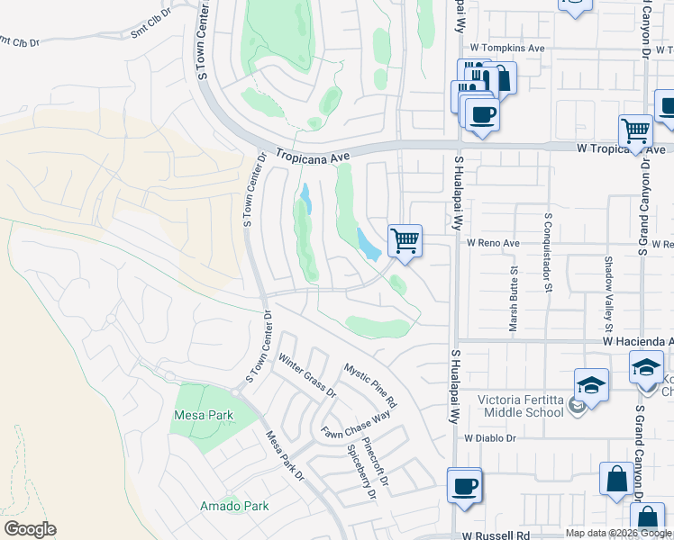 map of restaurants, bars, coffee shops, grocery stores, and more near 5127 Pensier Street in Las Vegas