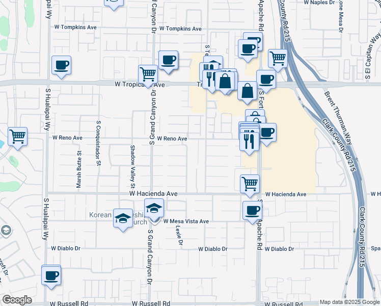 map of restaurants, bars, coffee shops, grocery stores, and more near 5148 Guardian Peak Street in Las Vegas