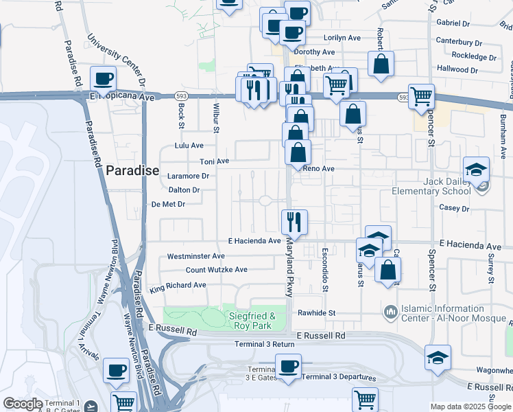 map of restaurants, bars, coffee shops, grocery stores, and more near 5155 Golden Lane in Las Vegas