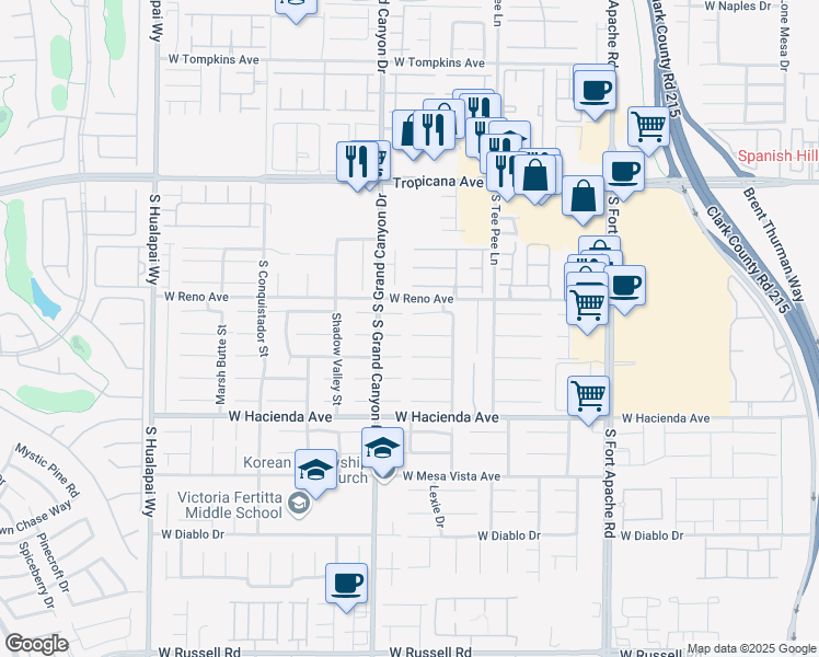 map of restaurants, bars, coffee shops, grocery stores, and more near 9748 Cathedral Stairs Court in Las Vegas