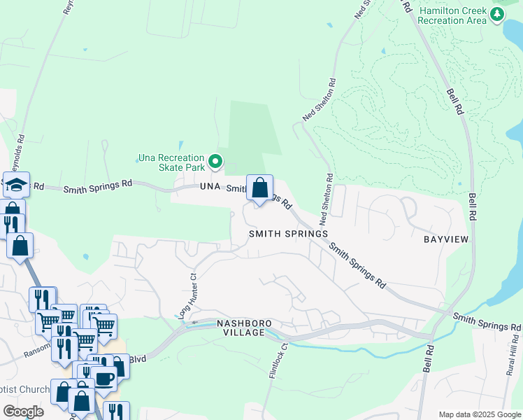 map of restaurants, bars, coffee shops, grocery stores, and more near 709 Long Hunter Court in Nashville