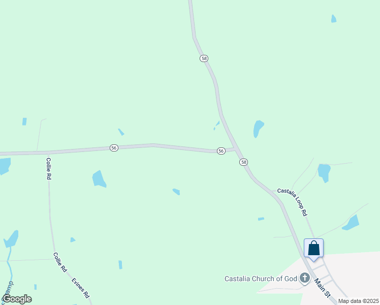 map of restaurants, bars, coffee shops, grocery stores, and more near 7639 North Carolina 56 in Castalia