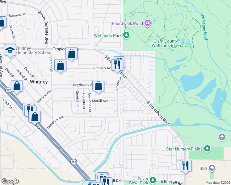 map of restaurants, bars, coffee shops, grocery stores, and more near 6534 Belgrave Hall Lane in Las Vegas