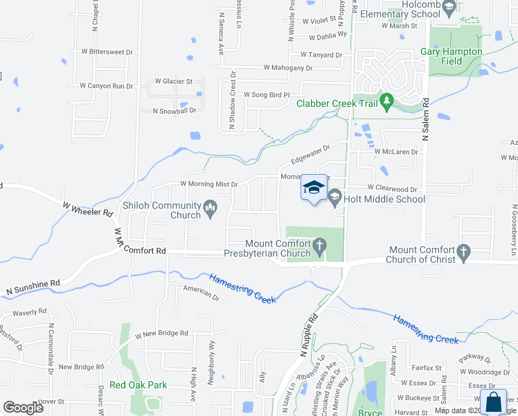 map of restaurants, bars, coffee shops, grocery stores, and more near 2365 Water Way Drive in Fayetteville