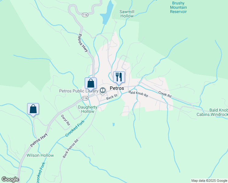 map of restaurants, bars, coffee shops, grocery stores, and more near in Petros