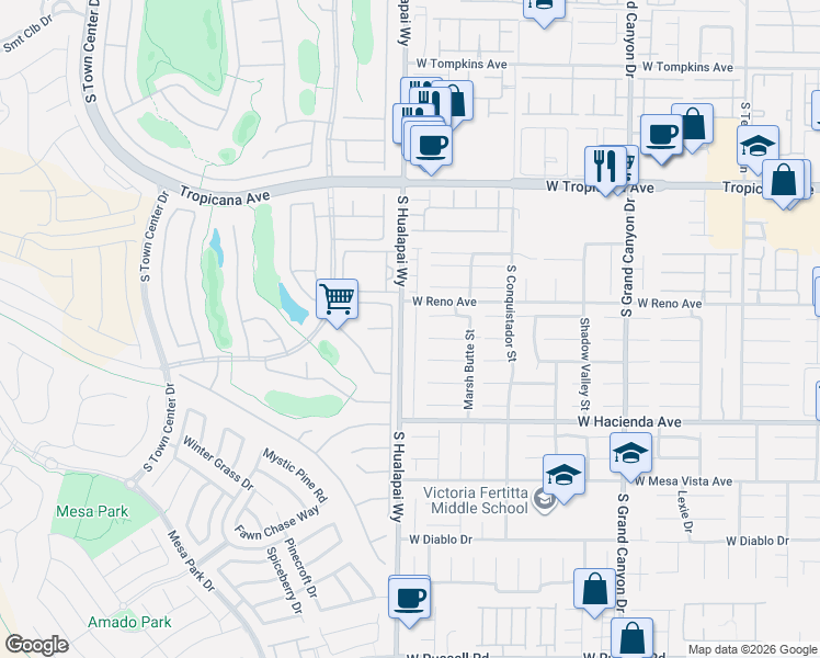 map of restaurants, bars, coffee shops, grocery stores, and more near 5145 Fiery Sky Ridge Street in Las Vegas