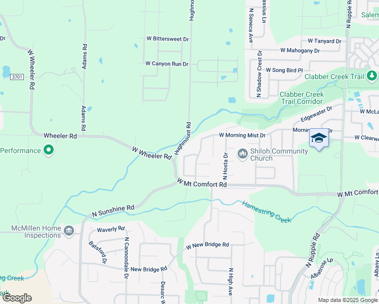map of restaurants, bars, coffee shops, grocery stores, and more near 2360 North Hughmount Road in Fayetteville