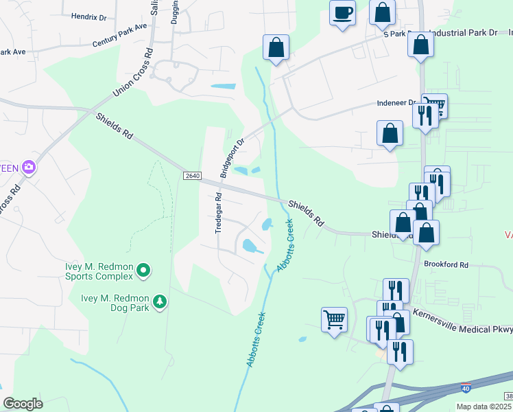 map of restaurants, bars, coffee shops, grocery stores, and more near 1550 Conning Court in Kernersville