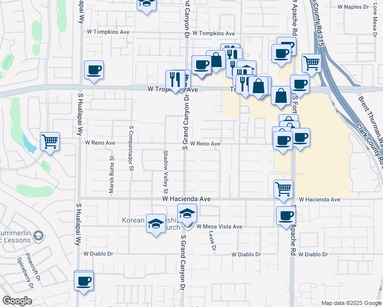 map of restaurants, bars, coffee shops, grocery stores, and more near 9777 Sedona Shrine Avenue in Las Vegas