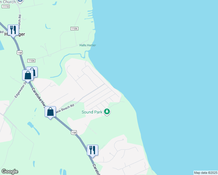 map of restaurants, bars, coffee shops, grocery stores, and more near 301-303 Water St in Currituck