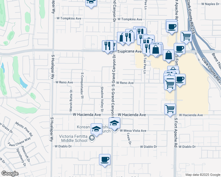 map of restaurants, bars, coffee shops, grocery stores, and more near 9811 Sedona Shrine Avenue in Las Vegas