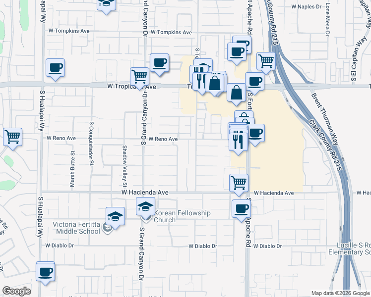 map of restaurants, bars, coffee shops, grocery stores, and more near 9678 Bighorn Island Avenue in Las Vegas