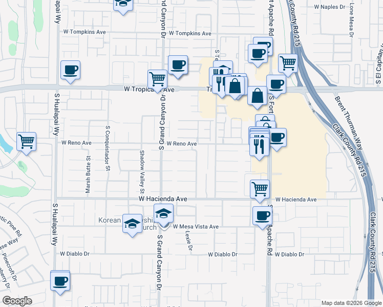 map of restaurants, bars, coffee shops, grocery stores, and more near 9678 Bighorn Island Avenue in Las Vegas