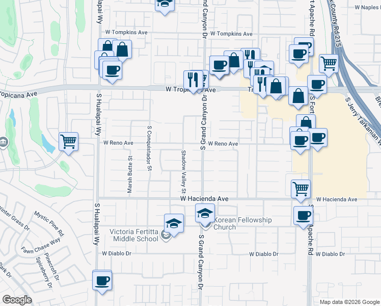 map of restaurants, bars, coffee shops, grocery stores, and more near 9845 Sedona Shrine Avenue in Las Vegas