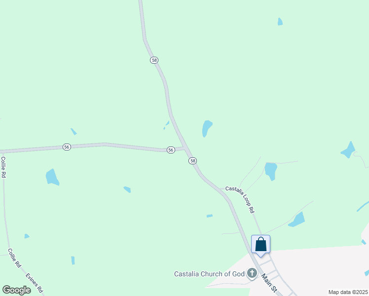 map of restaurants, bars, coffee shops, grocery stores, and more near 7400 North Carolina 56 in Castalia