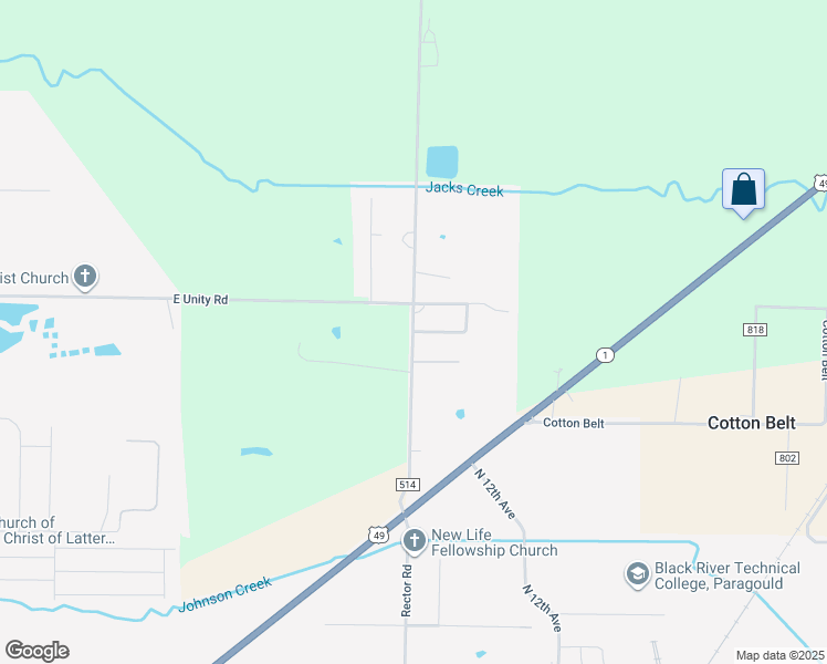 map of restaurants, bars, coffee shops, grocery stores, and more near Greene 514 County in Paragould