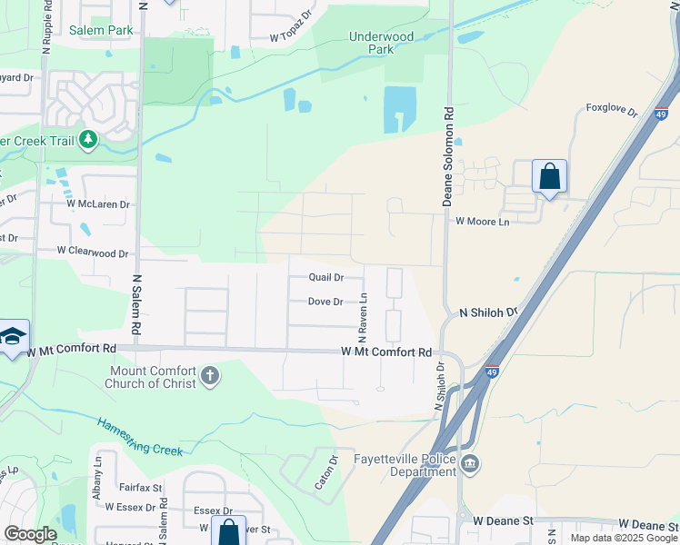 map of restaurants, bars, coffee shops, grocery stores, and more near 2748 Quail Drive in Fayetteville