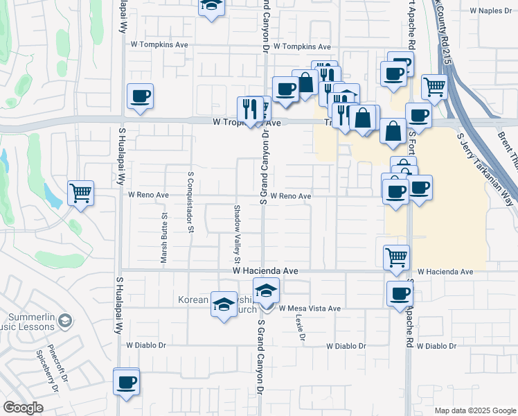 map of restaurants, bars, coffee shops, grocery stores, and more near 9805 Sedona Shrine Avenue in Las Vegas