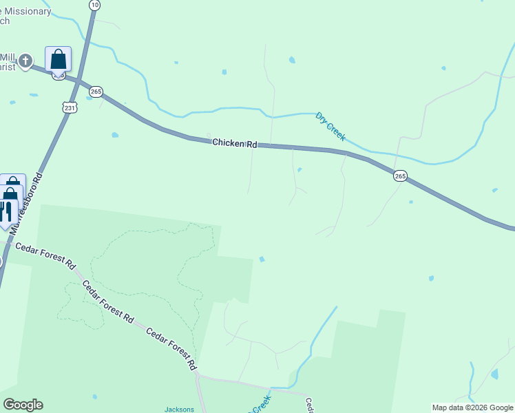 map of restaurants, bars, coffee shops, grocery stores, and more near 4529 Bairds Mill West in Lebanon