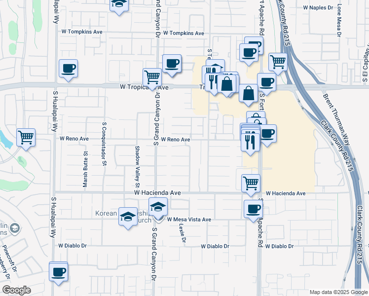 map of restaurants, bars, coffee shops, grocery stores, and more near 9693 Bighorn Island Avenue in Las Vegas
