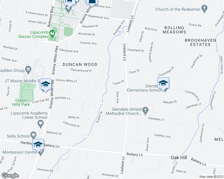 map of restaurants, bars, coffee shops, grocery stores, and more near 4302 Scenic Drive in Nashville