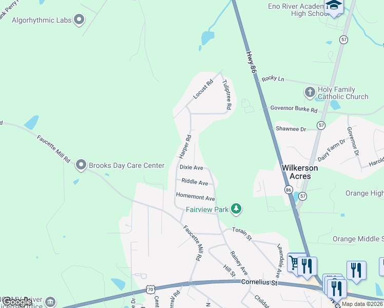 map of restaurants, bars, coffee shops, grocery stores, and more near 618 Wildaro Court in Hillsborough