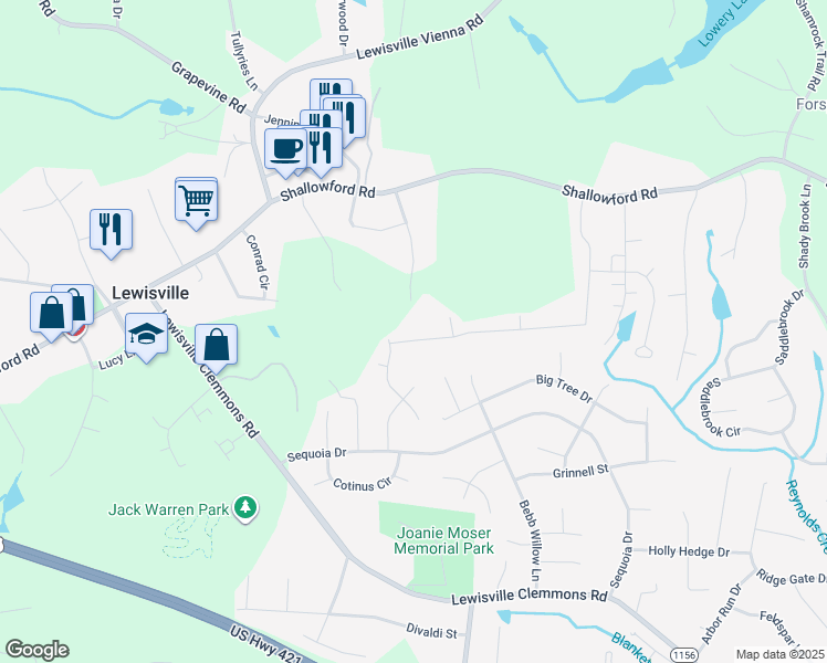 map of restaurants, bars, coffee shops, grocery stores, and more near 709 Woodview Ridge Trail in Lewisville