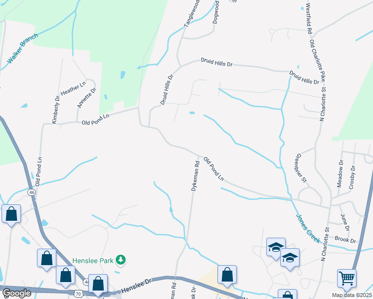 map of restaurants, bars, coffee shops, grocery stores, and more near 321 Old Pond Lane in Dickson