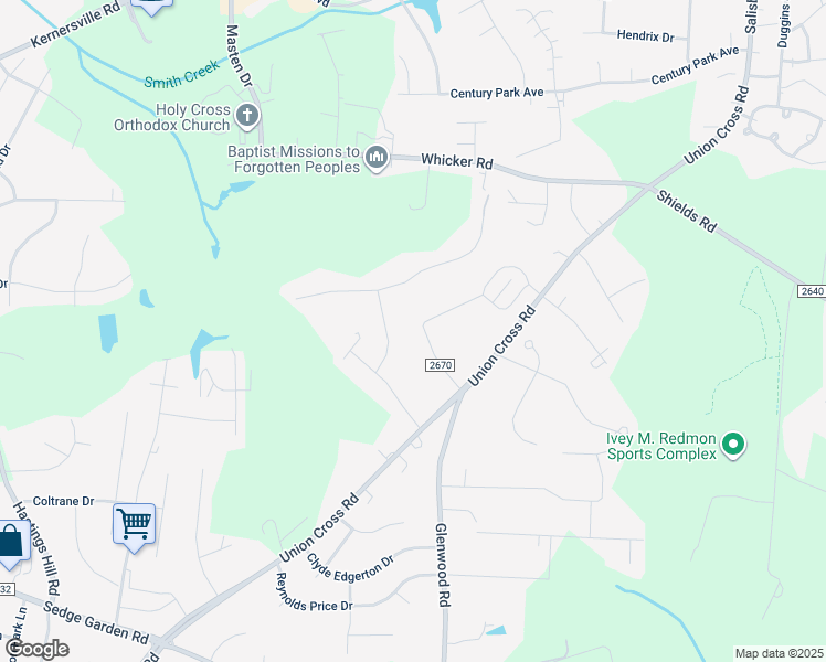 map of restaurants, bars, coffee shops, grocery stores, and more near 1042 Laverne Lane in Kernersville